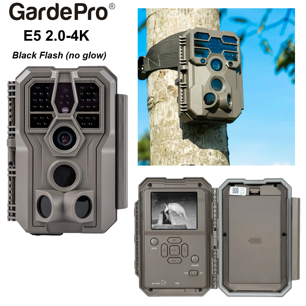 GardePro E5 2.0-4K (64MP) - BLACK FLASH (Camo) + built-in viewer