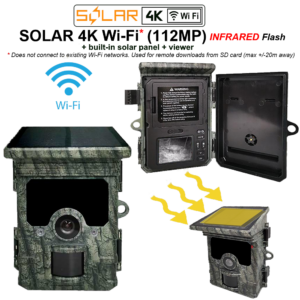 SOLAR 4K Wi-Fi* (112MP) - INFRARED FLASH + solar panel + viewer (S4K-WF_112-850)