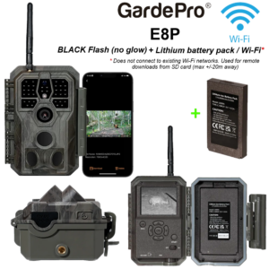 GardePro E8P (48MP) [Wi-Fi]* - BLACK FLASH (Camo) + built-in viewer + Lithium battery