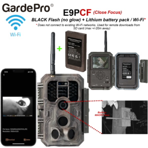 GardePro E9PCF (64MP) [Close Focus+Wi-Fi]* - BLACK FLASH (Camo) + built-in viewer + Lithium battery
