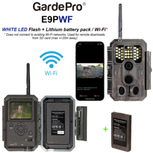 GardePro E9PWF (64MP) [Wi-Fi]* - WHITE LED FLASH (Camo) + built-in viewer + Lithium battery