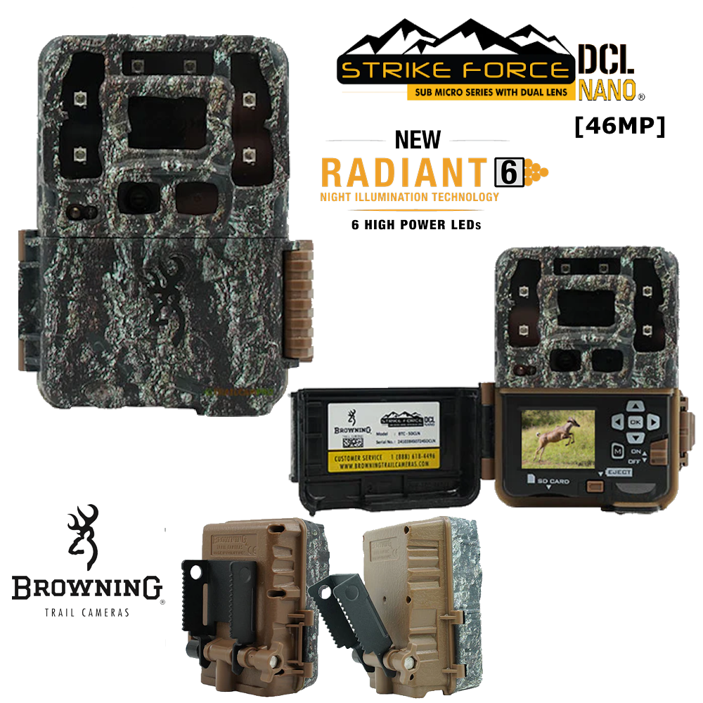 Browning Strike Force PRO DCL NANO 4K Dual Lens (46MP) - INFRARED FLASH (BTC-5DCLN) + built-in viewer
